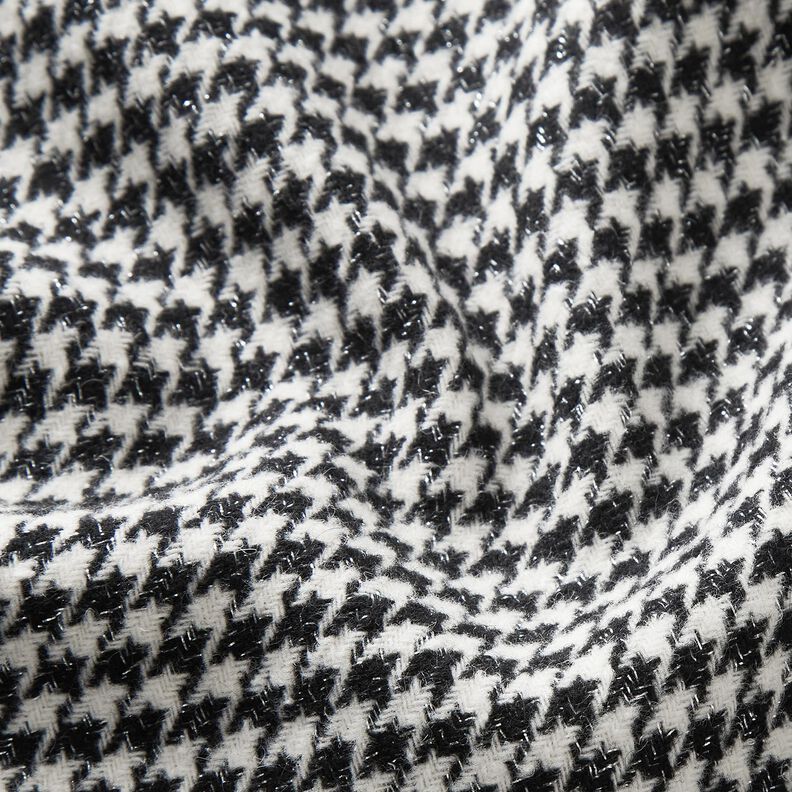 tessuto per cappotti misto lana Pied de poule glitterato – nero/bianco lana,  image number 2