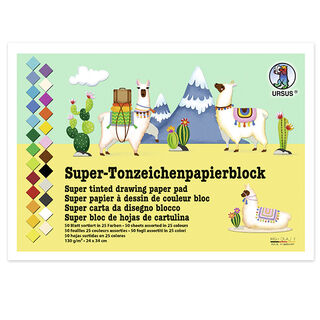 Blocco di carta da disegno colorata super  24cm x 34cm [130g/m²], 50 Fogli, 