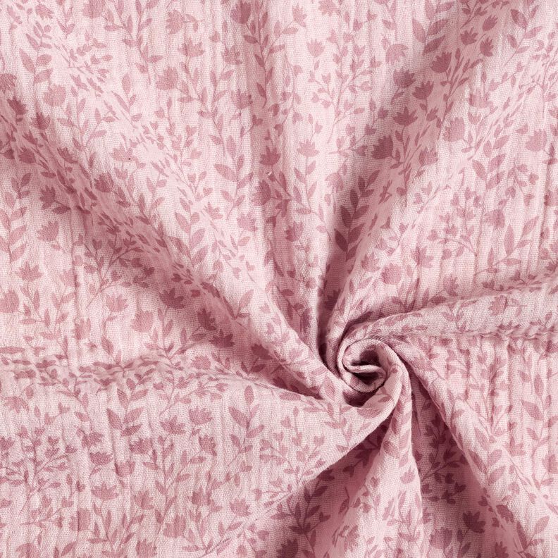 mussolina / tessuto doppio increspato Viticci di fiori bicolori – rosa antico chiaro, image number 3