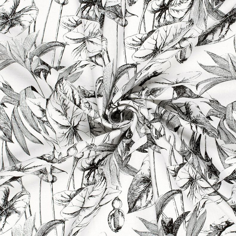 misto lino viscosa Piante tropicali – bianco lana/nero,  image number 3