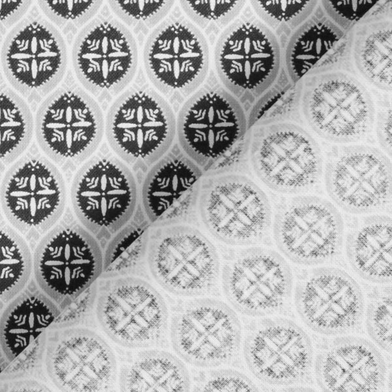 Cretonne di cotone Motivo ornamentale a mattonelle – grigio/antracite,  image number 4