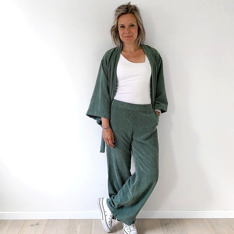 velluto a coste larghe Bubble tinta unita – pino scuro,  image number 7