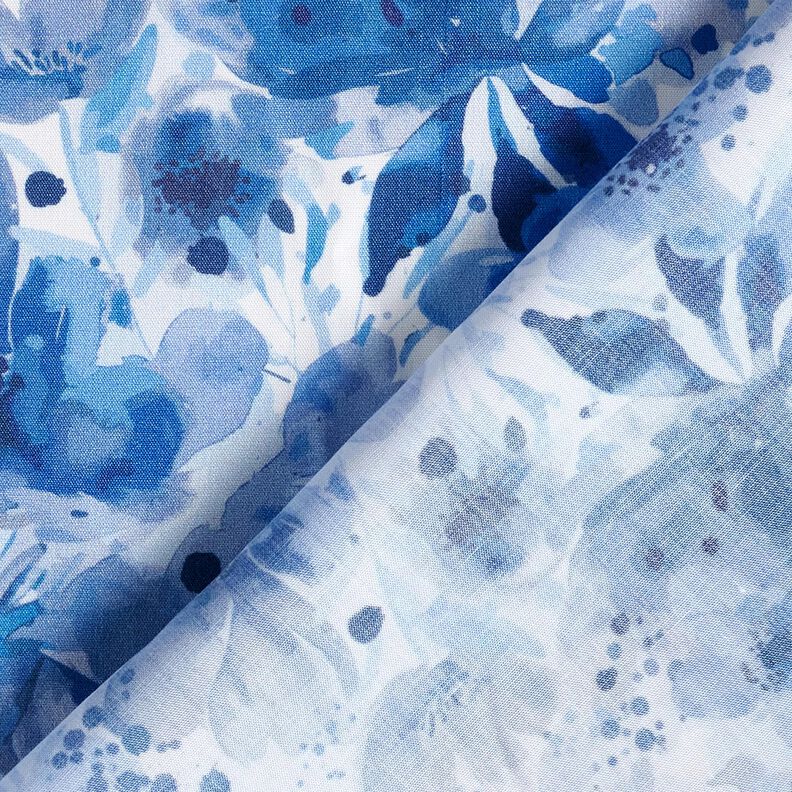 Tessuto di viscosa Fiori con macchie di colore – blu reale/bianco,  image number 4