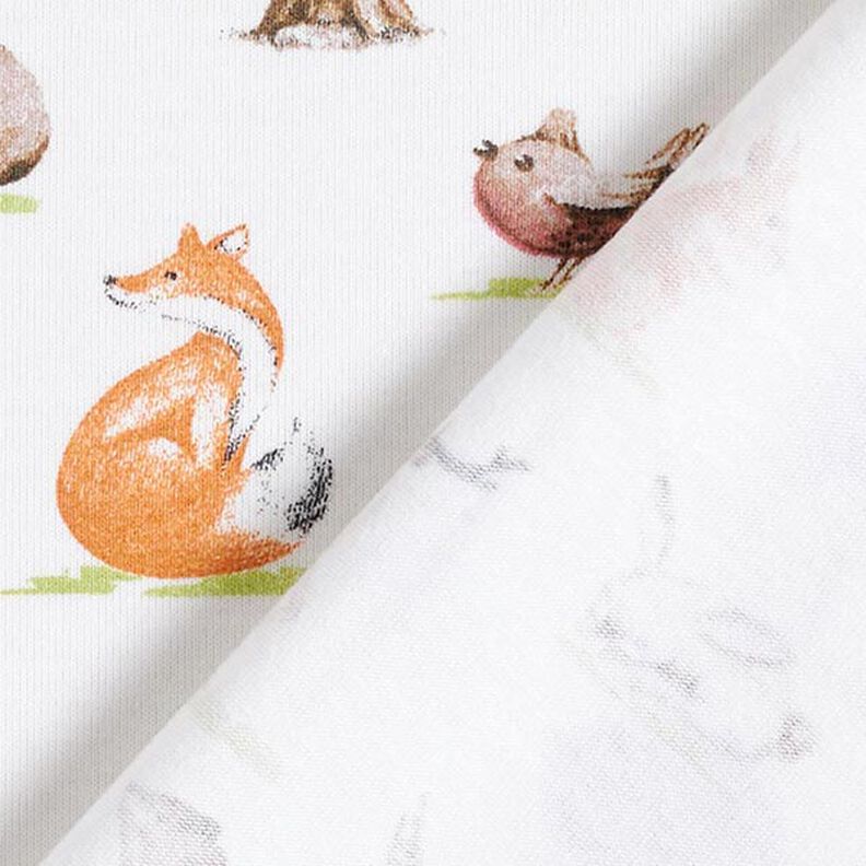jersey di cotone bio Animali della foresta in acquerello – bianco lana,  image number 4