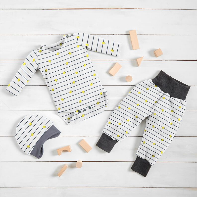 jersey di cotone Strisce e limoni – bianco lana,  image number 6
