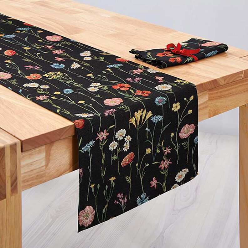 tessuto arredo gobelin fiori selvatici – nero/rosé,  image number 6