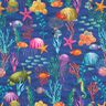 tessuto arredo mezzo panama Colorato mondo sottomarino – blu marino/turchese,  thumbnail number 1