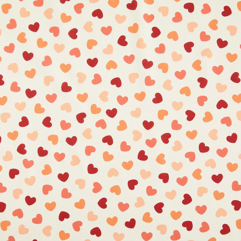tessuto arredo mezzo panama Cuori sparsi – crema/rosso scuro, image number 1