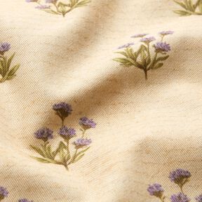 tessuto arredo tessuto spinato in cotone Fiori e scritta  – beige, 