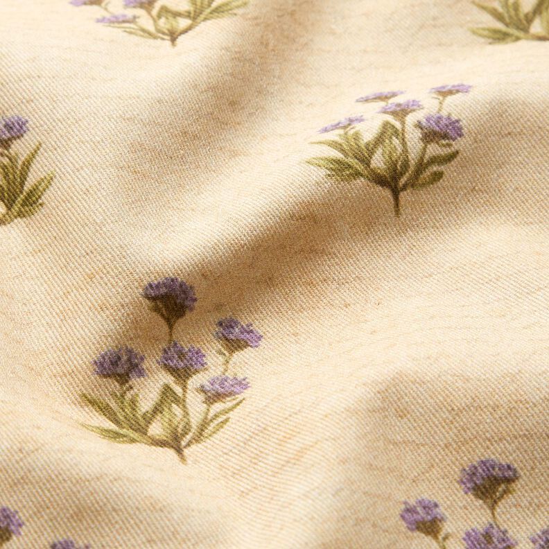 tessuto arredo tessuto spinato in cotone Fiori e scritta – beige,  image number 2