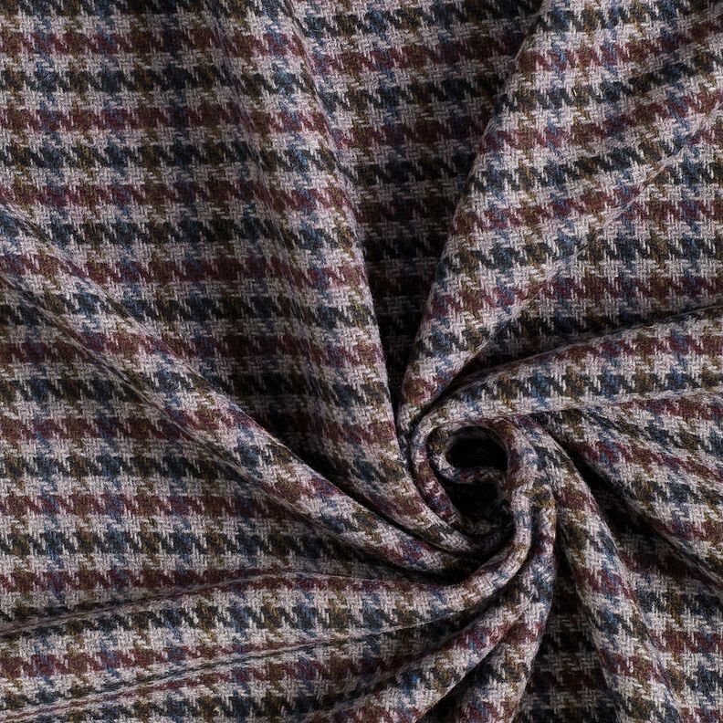 tessuto per cappotti misto lana Piccolo pied de poule – rosso merlot/argento, image number 3