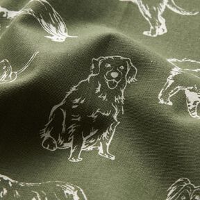 tessuto arredo tessuti canvas Cani – pino scuro/crema, 