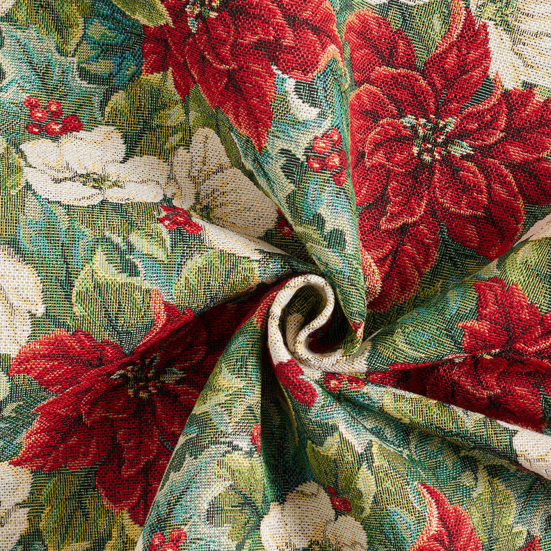 tessuto arredo gobelin Stelle di Natale bicolori – beige chiaro/rosso,  image number 3