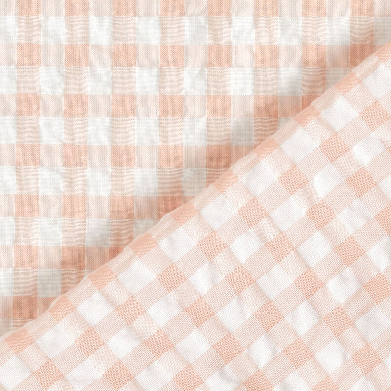Seersucker a quadretti Vichy grandi – bianco/rosa antico chiaro,  image number 4