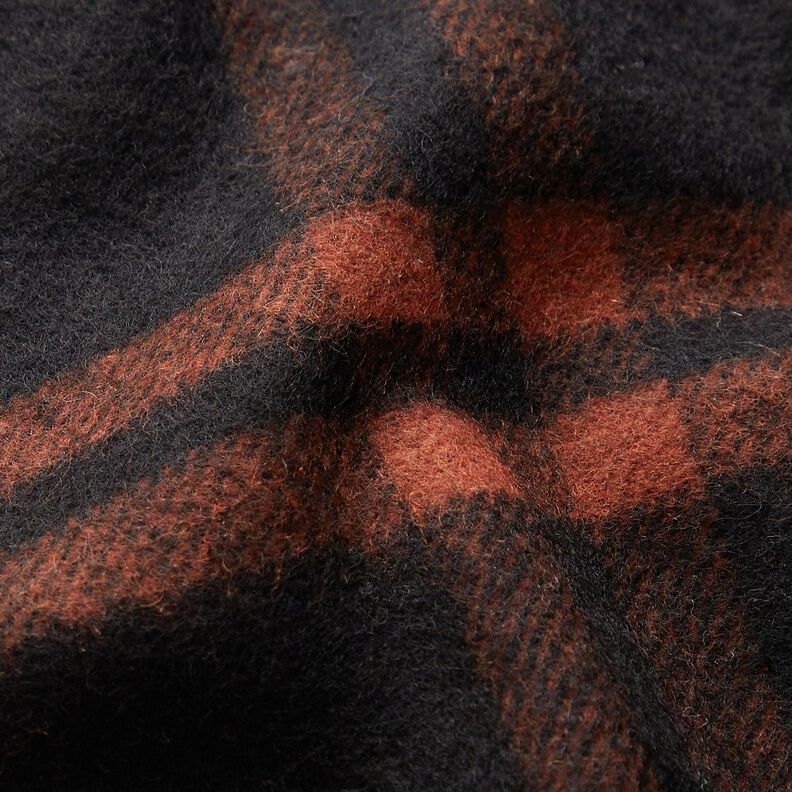 Tessuto per cappotto misto lana a quadri scozzesi – terracotta/nero,  image number 3