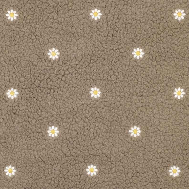 tessuto peluche Fiorellini ricamati | Poppy Fabrics – talpa scuro, image number 1