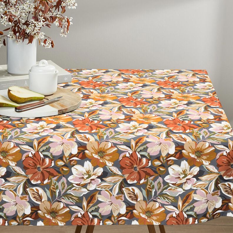 cotone rivestito Fiori eleganti &ndash; grigio ardesia/ros&eacute;,  image number 6