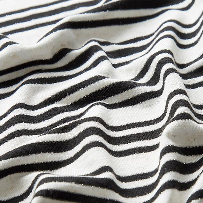 jersey di viscosa, righe glitter irregolari – bianco lana/nero,  image number 2