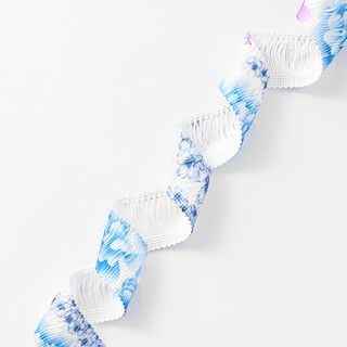 nastro con frange fiori [30 mm] – bianco/blu, 