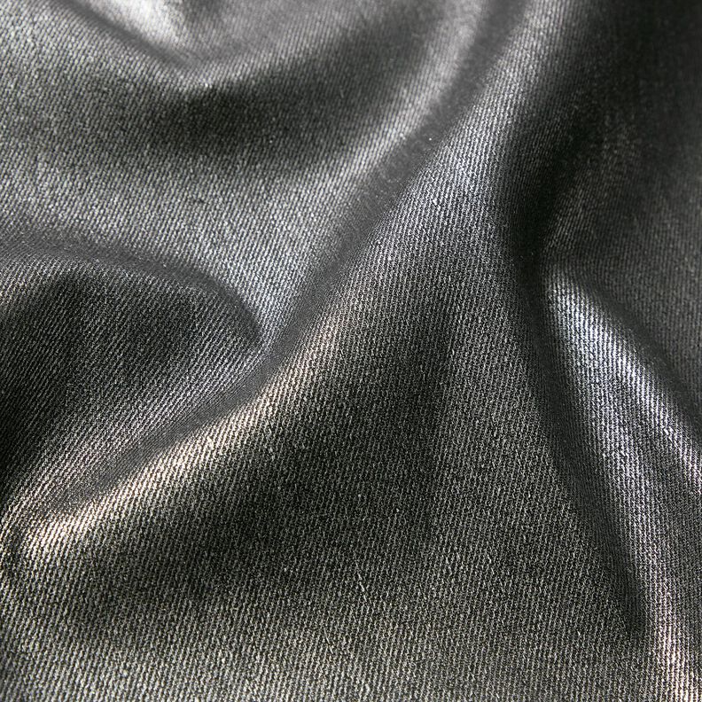 Denim elasticizzato Metallic – nero/argento effetto metallizzato,  image number 3