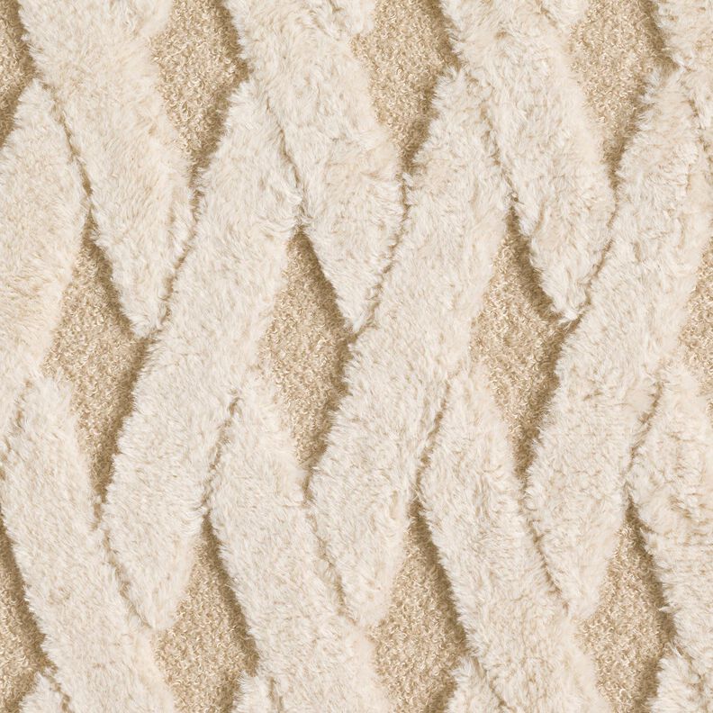 ecopelliccia tessuto bouclé losanghe – sabbia/naturale, image number 5