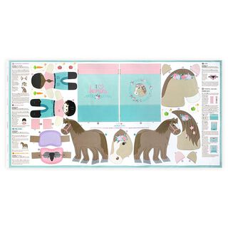 HORSE LOVE Cut & Sew, taglio di tessuto in cotone con cavalli [ 80 x 155 cm ] | Kullaloo, 