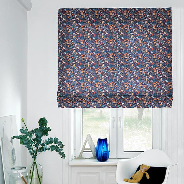 tessuto arredo mezzo panama fogliame autunnale – blu marino, image number 5
