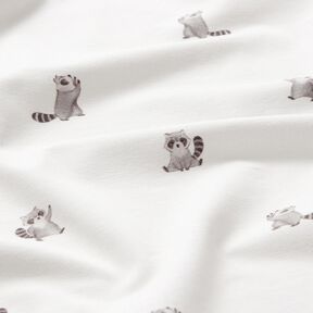 GOTS jersey di cotone Simpatici procioni stampa digitale – avorio, 
