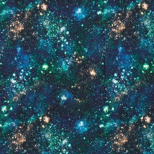 jersey di cotone universo stampa digitale – blu marino, image number 1