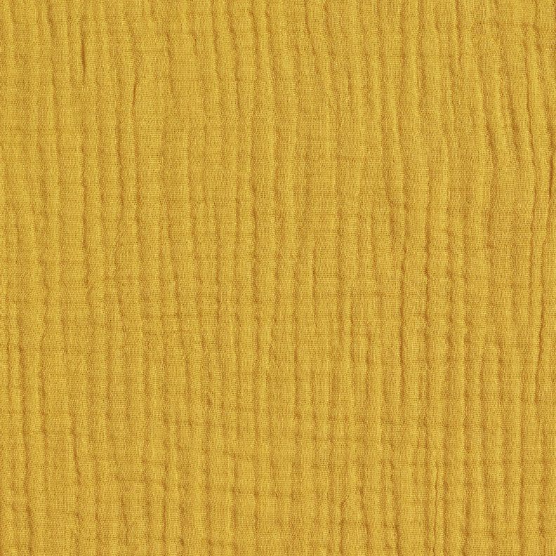 Mussola di cotone a tre strati tinta unita – senape,  image number 3