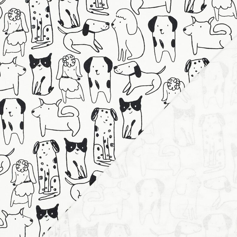 flanella di cotone cani | Poppy Fabrics – bianco/nero, image number 4