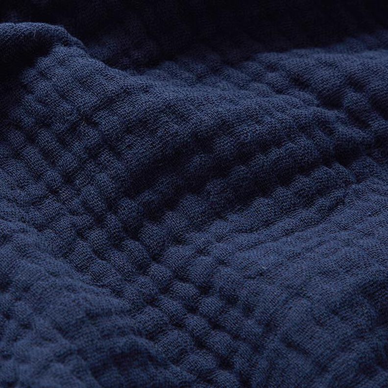 GOTS Mussola di cotone a tre strati – blu notte,  image number 3