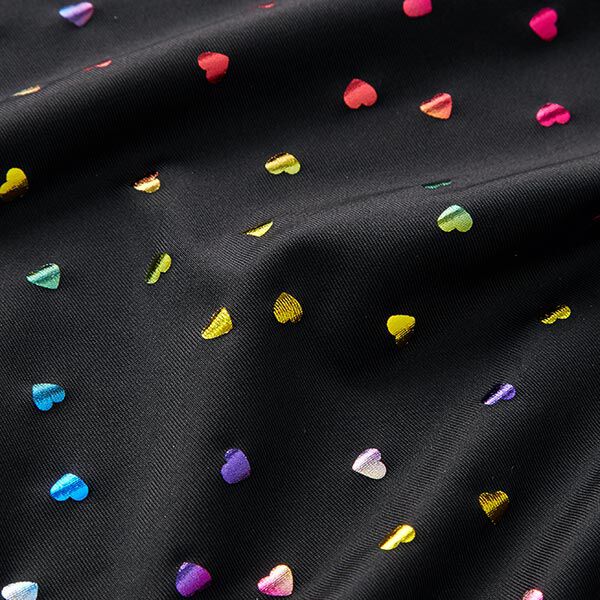 jersey laminato, cuori colorati e scintillanti – nero, image number 2