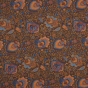 tessuto per camicie Fiori retrò e motivi paisley – blu notte/caramello, 