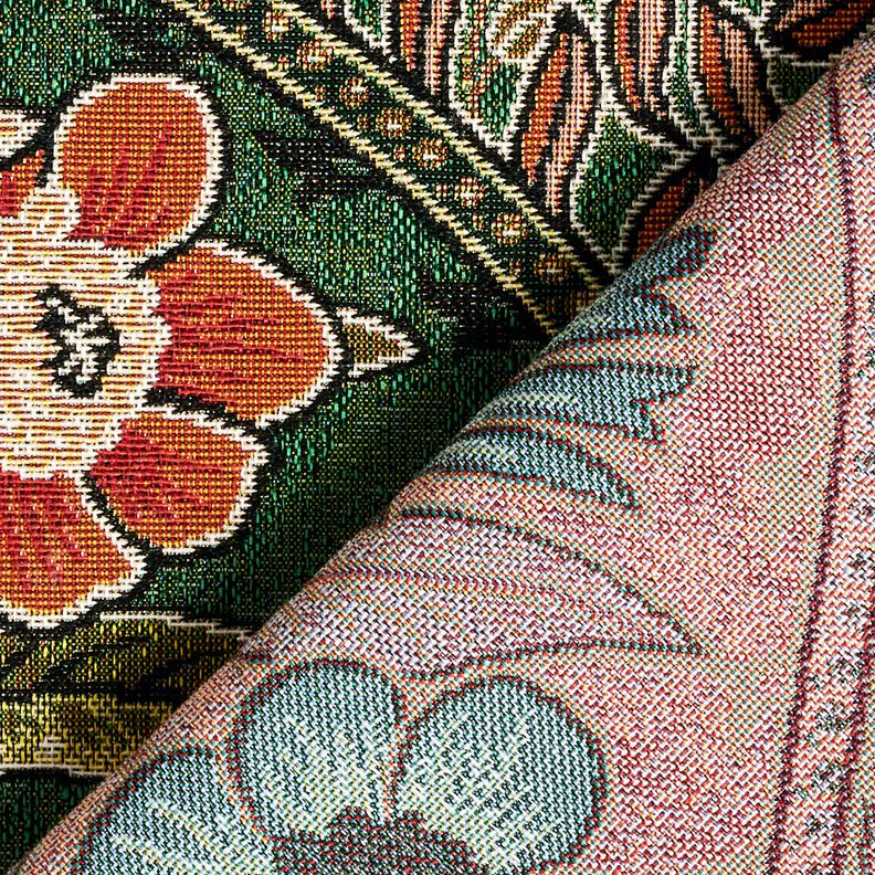 tessuto arredo gobelin Ornamenti floreali – verde/arancio chiaro, image number 4