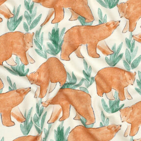 French terry, felpa estiva Orsi acquerellati stampa digitale | Poppy Fabrics – bianco lana, 