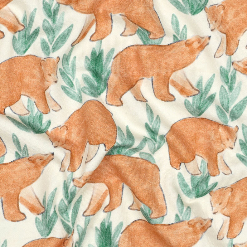 French terry, felpa estiva Orsi acquerellati stampa digitale | Poppy Fabrics – bianco lana, image number 2