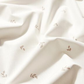 popeline di cotone Piccoli rami frondosi – bianco/grigio nebbia, 