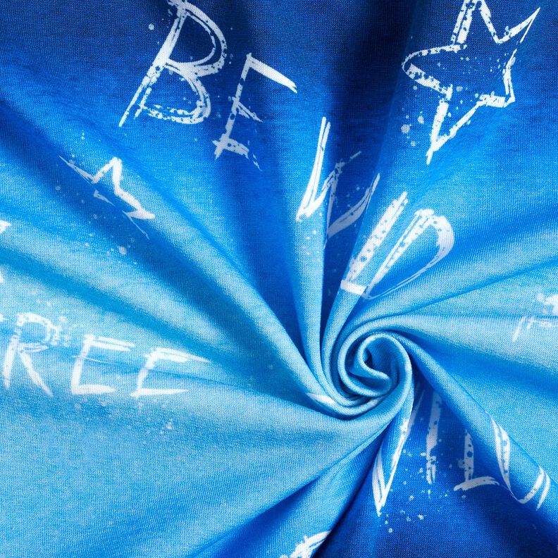 French terry Be Wild | Glitzerpüppi – blu reale/bianco,  image number 3