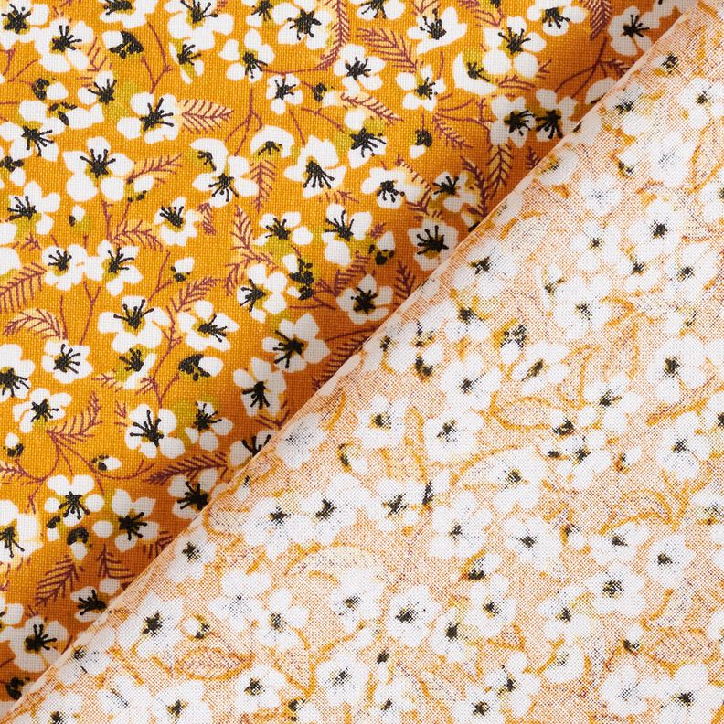 cotone rivestito Boccioli floreali – giallo curry/bianco,  image number 5