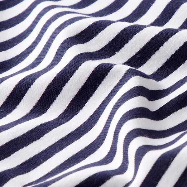 jersey di cotone righe sottili – blu marino/bianco,  image number 2