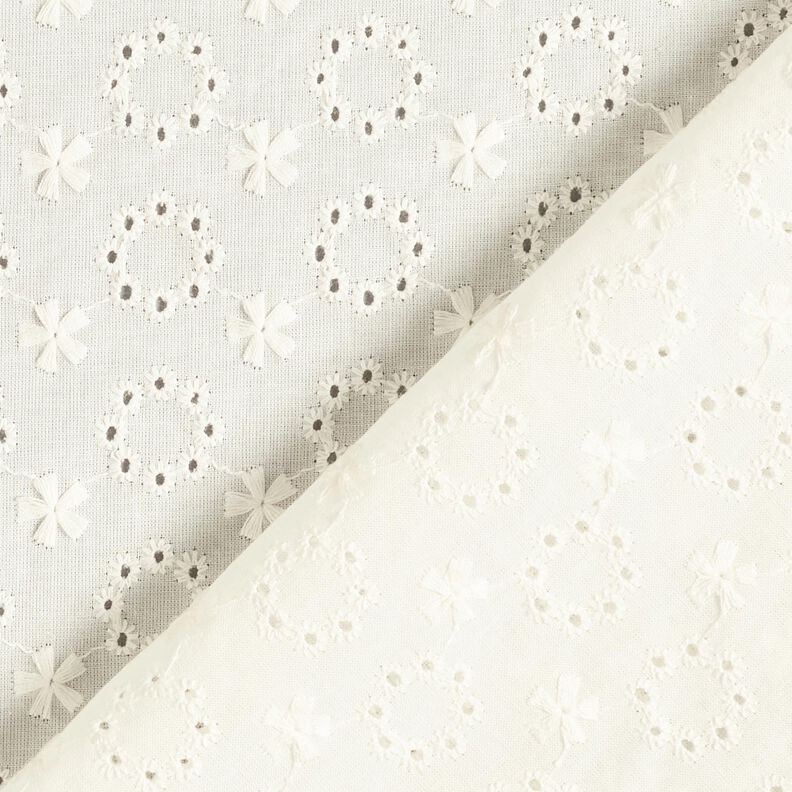 Batista di cotone ricami a giorno Ghirlande di fiori – bianco lana,  image number 4