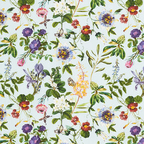 popeline di cotone, tripudio di fiori – azzurro, 