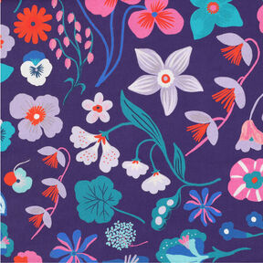 popeline di cotone Meadow Flower stampa digitale | Nerida Hansen – prugna/azzurro, 