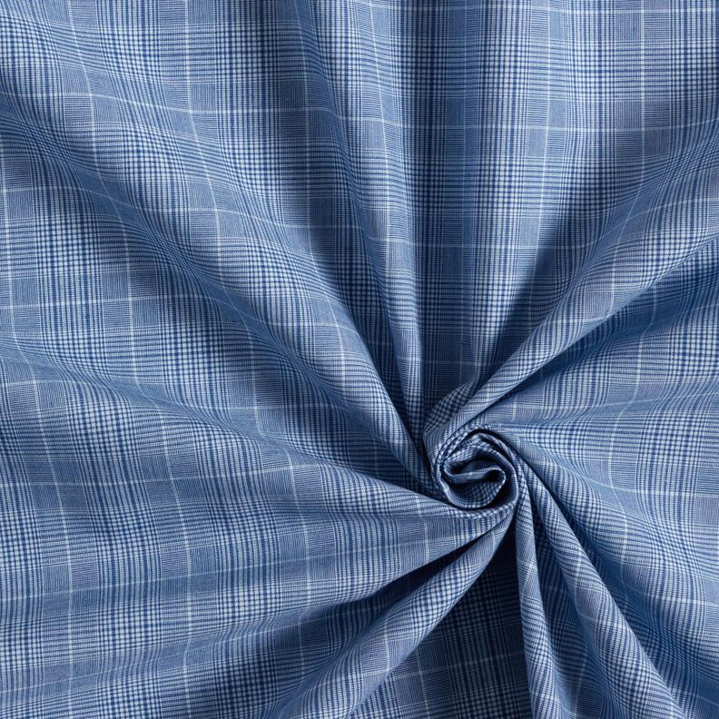 Tessuto per camicie a quadretti fini – bianco/colore blu jeans, image number 3