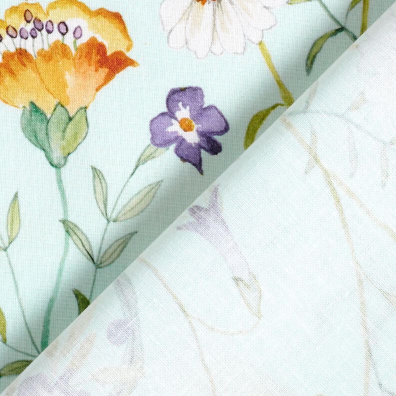 tessuto in cotone popeline Fiori selvatici – menta chiaro/lavanda,  image number 4