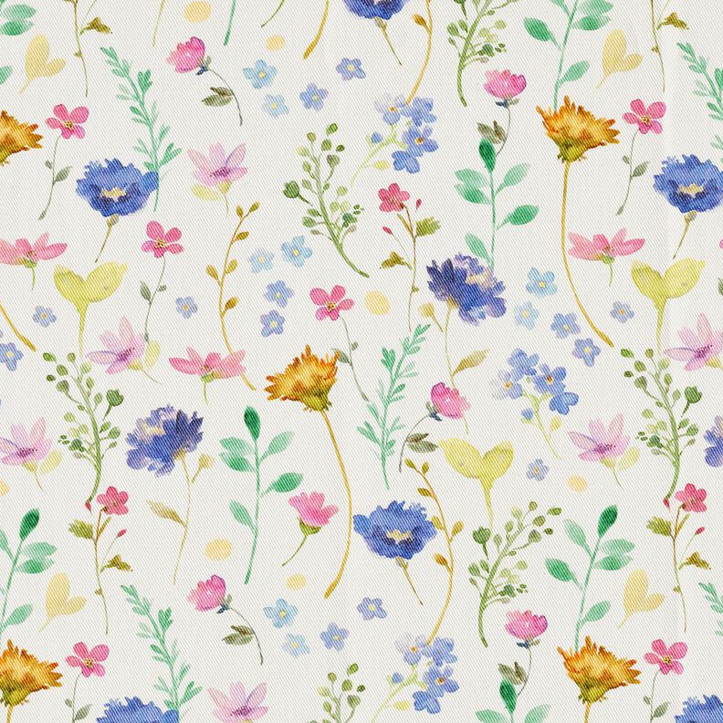 tessuto arredo tessuto spinato in cotone Fiori di campo – avorio/lilla bluastro, image number 1