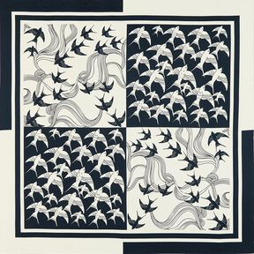 Taglio di tessuto in satin con rondini | Katia Fabrics – antracite/crema, 