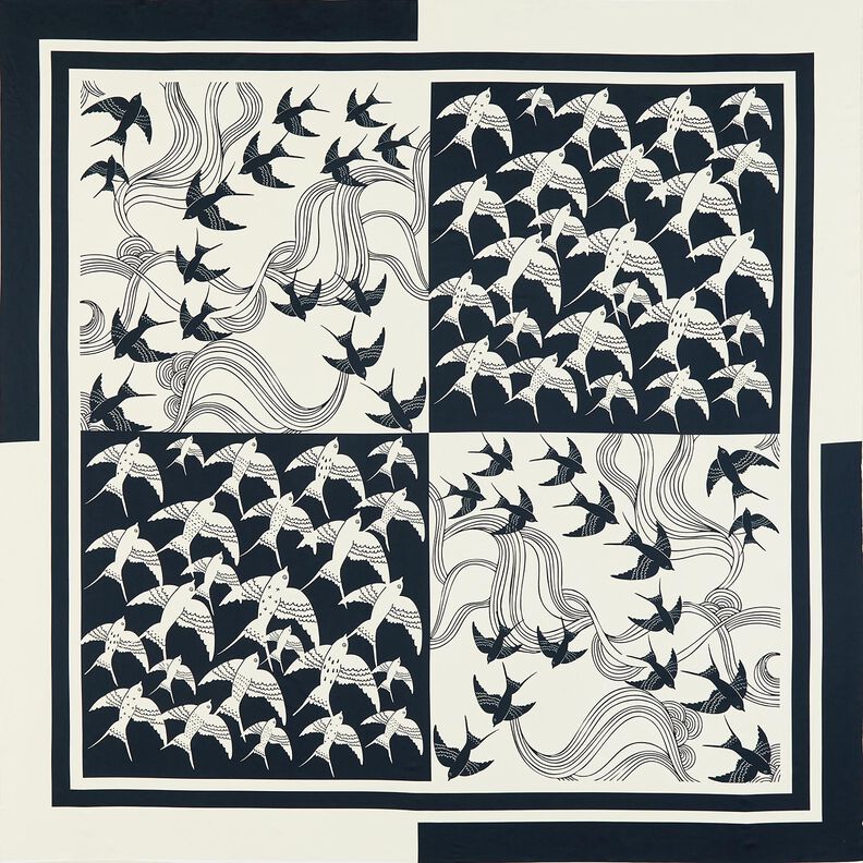 Taglio di tessuto in satin con rondini | Katia Fabrics – antracite/crema,  image number 1