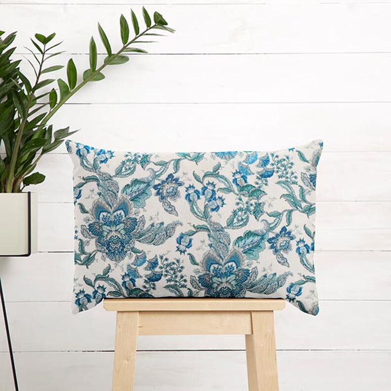 tessuto arredo tessuto canvas ornamenti floreali orientali 280 cm – bianco/blu,  image number 7